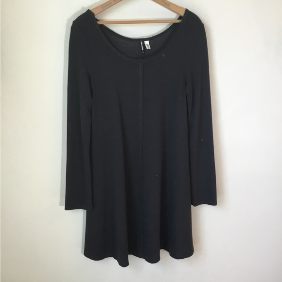 Billabong Scoop Neck Black French Terry Long Sleeve Dress - Picture 1 of 5